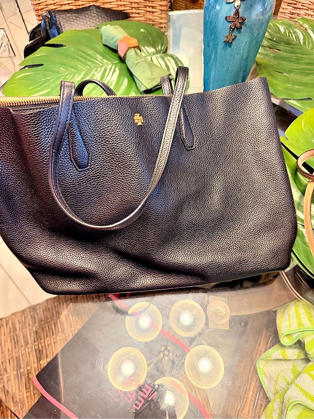 Tory Burch Perry Triple-Compartment Tote Black